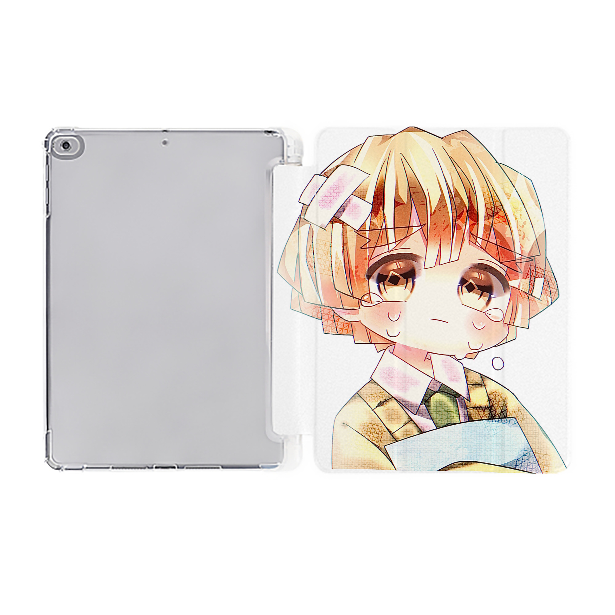 （画像用） 鬼滅の刃（きめつのやいば）我妻 善逸／あがつま ぜんいつ Agatsuma Zenitsu IPad ケース ペン収納付き 三つ折りスタンド PUレザー×シリコン 対応機種9.5/10.5/10.9インチ